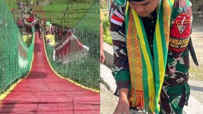 Peletakan Batu Pertama Simbolik Pembangunan Ulang Jembatan Gantung Naga Karimata di Kaki Gunung Mutis yang Sempat Viral di Mulai