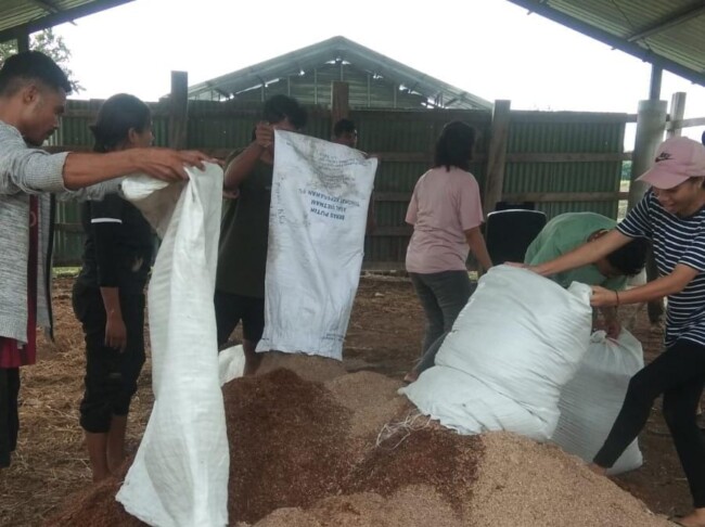 Foto: Mahasiswa/i Yang Sedang Melakukan Pengolahan Pupuk. (Jho Aban)