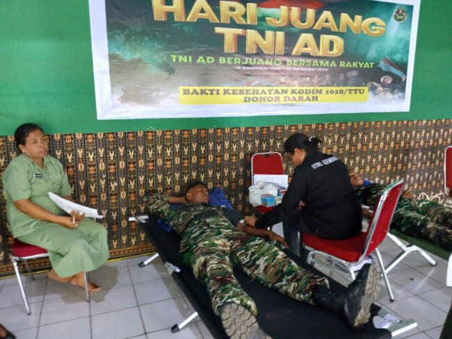 Foto: Kodim 1618/TTU Menggelar Bakti Sosial Donor Darah. (Jho Aban)